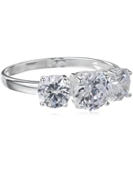 Sterling Silver Three-Stone Simulated Diamond Ring (3.83 cttw)