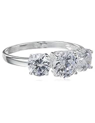 Sterling Silver Three-Stone Simulated Diamond Ring (3.83 cttw)