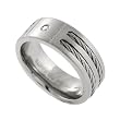 Diamond Accented Titanium Cord Men's Ring