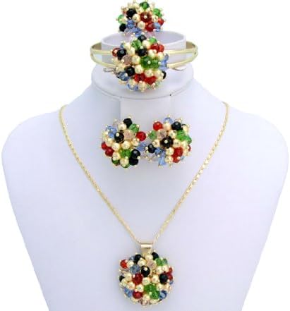 TKC Pendant Necklace Filled Ball Bead Jewelry Fashion Gold Plated Jewelry Set