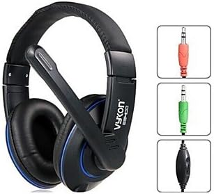 MM Vykon ES400 Wired Stereo Headphones with Microphone, 3.5mm Plug & 2.2m Cable (Black) , Black