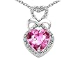 2.03 cttw 10k Gold Lab Created Heart Shape Pink Sapphire and Diamond Pendant - White or Yellow Gold