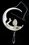 GORGEOUS Fairy hanging on moon with crystals - Great gift