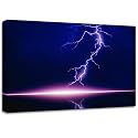Lightning Strike Bolt Purple Canvas Art Print Poster