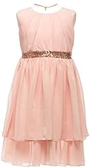 Chiffon Gathered Sequined Tea Length  Dress