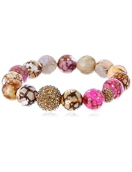 Very Me Crystal Agate Brown and Pink Bracelet, 7"