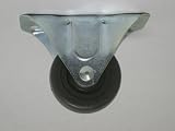 Rigid caster, 2 1/2 diameter x 1 1/8 wide hard rubber wheel with self lube bearing. 200 pound load capacity.