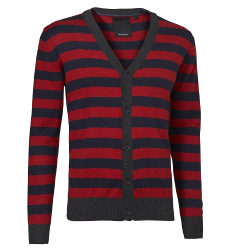 Matinique Herren Strickjacke, gestreift D41295014/ Jaggeris, Gr. 56 (XXL), Rot (534 Brick) Preisvergleich