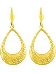 14 Karat Yellow Gold Textured Teardrop Dangle Earrings