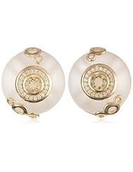 Yellow Bronze White Topaz, Citrine and Cubic-Zirconia Earrings
