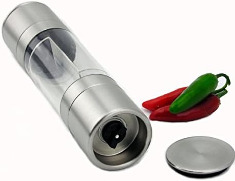 Stainless Steel 2 in 1 Salt and Pepper Grinder Set - Quality Adjustable Dual Ceramic Mill