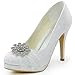 Elegantpark HC1413P Women's Closed Toe Rhinestones Platform Stiletto Heel Lace Pumps Wedding Bridal Shoes