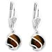 EARRINGS, LEVERBACK, TIGER EYE, SILVER 925, NEW