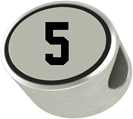 CustomCharms#5 Number 5 Oval Bead Charm Universal European Slide On Charm - Classic & Original Style Perfect for Bracelets, Necklaces, DIY Jewelry