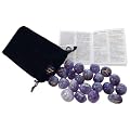 Runen Amethyst. 25 Runensteine: 25 Runensteine aus Amethyst in bedrucktem Samtbeutel