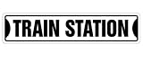 TRAIN STATION -Street Sign- railroad crossing xing road