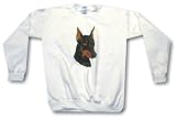 Doberman Dog Large Face Robert J May Painting Logo Mens Sweat Shirt Size XL White 41k5iAhMsOL. SL160 Doberman Dog Large Face Robert J May Painting Logo Mens Sweat Shirt Size XL White