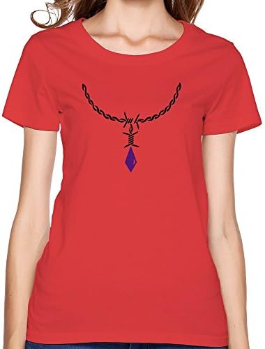 FQY Women's Barbed Wire Necklace 2c Cotton T-Shirt Red L