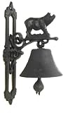 Ornate Pig Design Doorbell. Black Cast Iron Door Bell