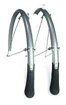 Planet Bike Cascadia Road Front and Rear Bicycle Fender Set with 130mm Mud Flaps (Silver Aluminum, 35mm Wide)