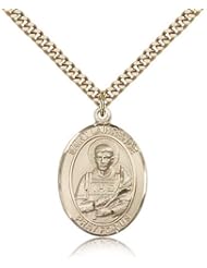 Free Engraving Included Medal-Gold Filled St. Saint Lawrence Pendant 1" Oval 7063GF w/24" Curb Chain w/BoxChefs/Comedians