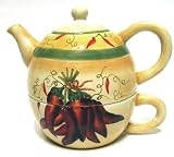 Southwestern CHILI PEPPER kitchen TEAPOT for one CUP