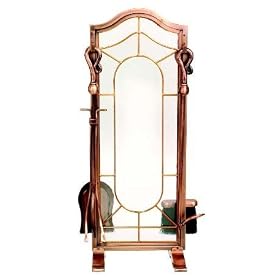 5 Pc Antique Copper Leaded Glass Fireset by Uniflame