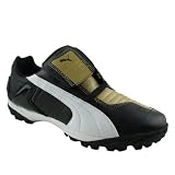 Boys Kids Puma V Kon Black Gold Leather Astro Turf Football Boots Trainers