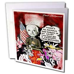 Londons Times Funny Panel Hollywood Cartoons - The People s Cartoon Court With Judge Wapner - Greeting Cards-12 Greeting Cards with envelopes