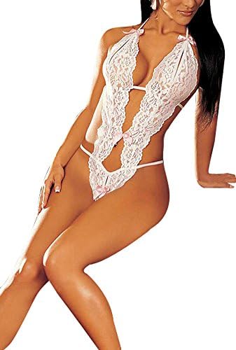 Aislen Women Sexy Lace Lingerie Halter Backless Teddy Babydoll
