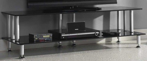 Design Fernsehtisch 140 x 40 cm TV Rack Hifi Regal aus Glas Schwarz