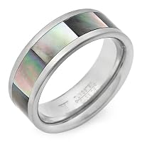 Men's Tungsten Mother-Of-Pearl Inlay Wedding Band