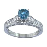 1.75 Ct Blue Diamond Engagement Ring 14k White Gold