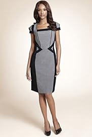 Square Neck Contrast Panel Shift Dress