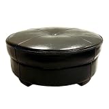 Leather Ottoman Coffee Table- Black(Medium)