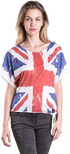Fits Cloth Women's Multi English Moment Union Jack Flag Graphic Tee Small