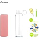 BONISON Novelty Durable Glass Water Bottle with Colorful Soft Silicone Sleeve (14 Ounce, Peach)