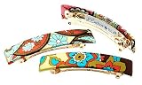 L. Erickson USA Covered Rectangle Barrette - Floral Fan Silk Print