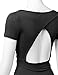 Doublju Women Short Sleeve Deep V Neck Trendy Open Back Wrap T shirt