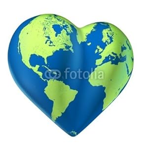 Wallmonkeys Peel and Stick Wall Decals - Heart World Map of Love Valentine Planet - Removable Graphic
