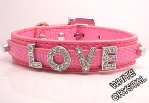 Extra Small Pink Snake Leather with Swarovski Grade Crystal Collar for Cat/dog with Diamante Buckle ***Customize Your Own Pet Name***
