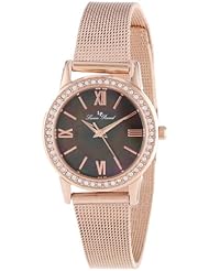 Lucien Piccard Womens LP-12006-RG-11MOP Veleta Black Mother-Of-Pearl Dial Swarovski Crystal Accents Rose Gold Ion-Plated Mesh Stainless Steel Watch