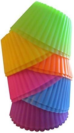 The Culinarian Comapny Premium Silicone Reusable Baking Cups Set of 12 Vibrant Colors in Storage Container- Quality Guaranteed