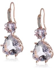 Sterling Silver with Pink Gold Plated Rose De France and Diamond Trillion Dangle Earrings