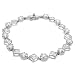 Sterling Silver Rhodium Plated Flower and Bezel Set Princess Cut CZ Bracelet