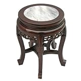 EXP Antique Style End/Accent Table Marble Top Intricate Hand-carved Trim