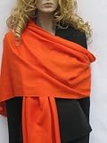 CASHMERE PASHMINA SHAWL (LARGE) from Cashmere Pashmina Group in 55 vibrant colors (TANGERINE)