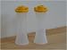 Tupperware Large Hourglass Salt & Pepper Shakers. Golden Seals
