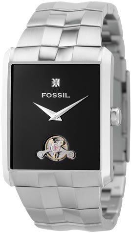 Fossil Men's Rectangle Silver   Silver Rectangle