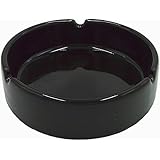 Teagas Round Ceramic Cigarette Ashtray Simple Style Smoking Cigar Ashtray Home Office Tabletop Ashtray 4" black